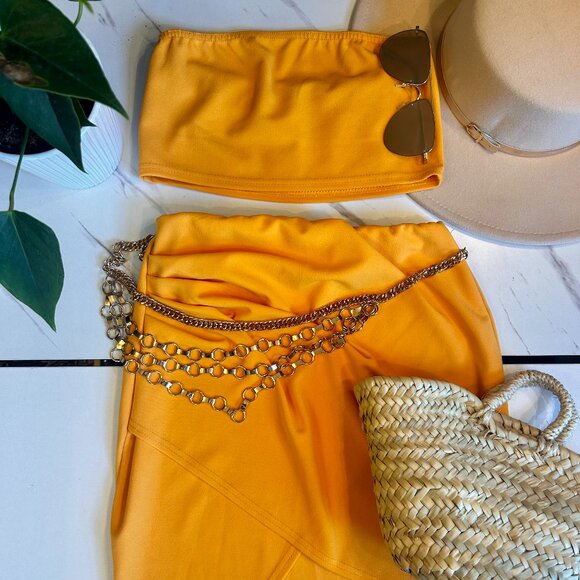 Nasty Gal Dresses & Skirts - strapless yellow two piece set